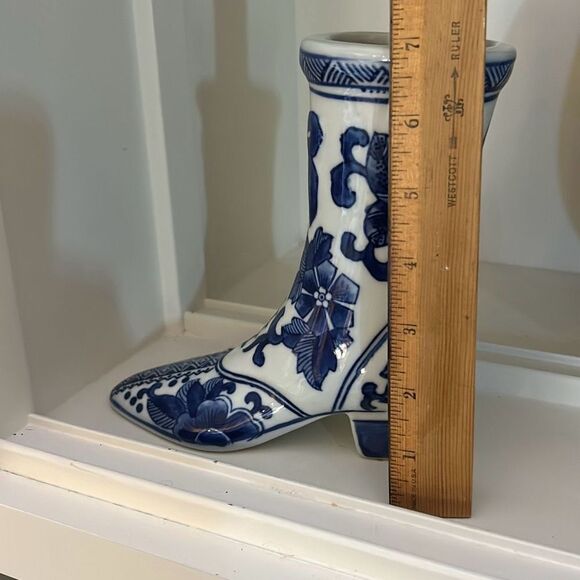 Large Blue & White Vintage Boot - Picture 4 of 6